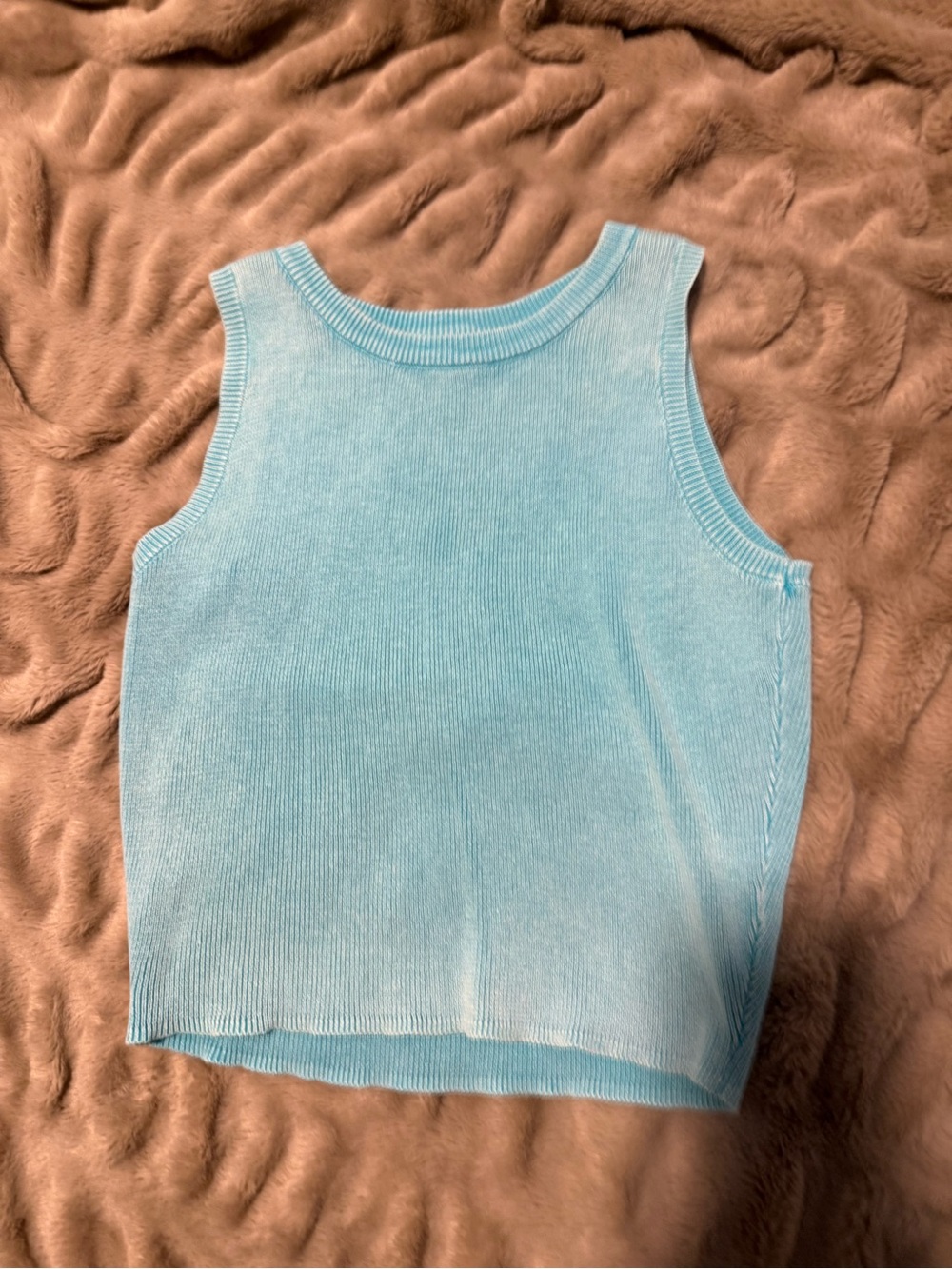 Aqua Blue Knit Sleeveless Tank Top – Size Medium